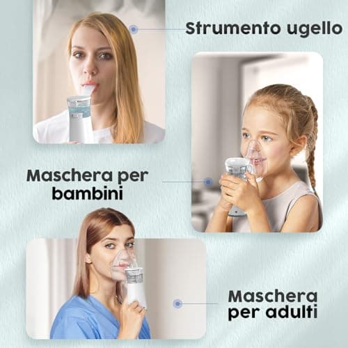 Aidisy Silent Portable Aerosol Adultes et Enfants - Appareil à Ultrasons Aérosol Efficace Soulager la Respiration, 2 Masques et Embout Buccal, USB-C Rechargeable, Vitesse d’Atomisation Réglable-Gris