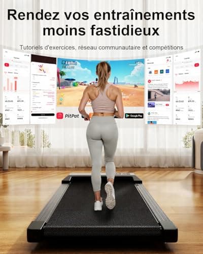 Copant Tapis de Marche, Tapis de Course avec LCD Écarn, 2.5 HP Walking Pad avec APP &Télécommande,Charge Max 159 kg, avec Parcours d'Entraînement et Courses, 1-8km/h pour Domicile ou Bureau