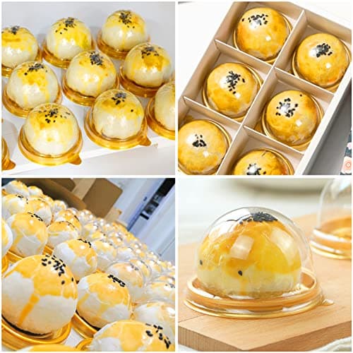 JJQHYC 50 Pièces Boîtes à Dessert Mini Boîtes à Gâteaux Transparent Boîte à Pâtisserie Cadeau Rond Boîte d'emballage à Gâteau pour la Fête de Mariage Anniversaire