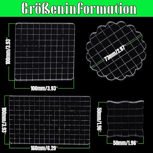 Hosifiy Lot de 7 tampons en acrylique pour tampons en silicone acrylique avec lignes de grille - Bloc acrylique transparent pour scrapbooking, fabrication de cartes, artisanat