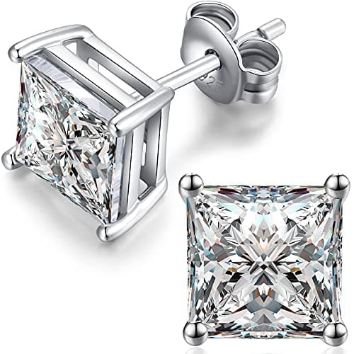 Boucles d'Oreilles Diamant Homme,Boucles d'Oreilles Argent Homme Carré,Boucles d'Oreilles Diamant Carré,Boucles d'Oreilles Zircone Cubique Carré Argent Sterling Boucles Doreille Homme