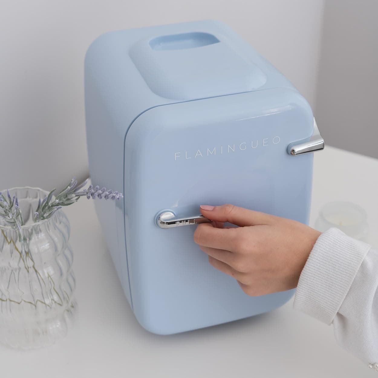 Flamingueo Mini Frigo - Petit Refrigerateur 4L, 12V/220V, Fonction Chaud et Froid, Mini Frigo de Chambre