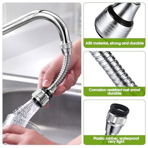 SIGANDG Peut Pivoter De 360 Degrés Economiseur D'eau Pour Robinet Douchette Robinet Cuisine Extension Mousseur Robinet Mit Adapter,Avec adaptateur, adapté à divers robinets(2 Pièces)