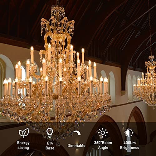 Ampoule LED E14 Dimmable, 4W Ampoule Filament Bougie E14 équivalent Incandescente 40W, Blanc Chaud 2700K, 400LM Ampoules Filament Vintage LED Dimmables, Lot de 6