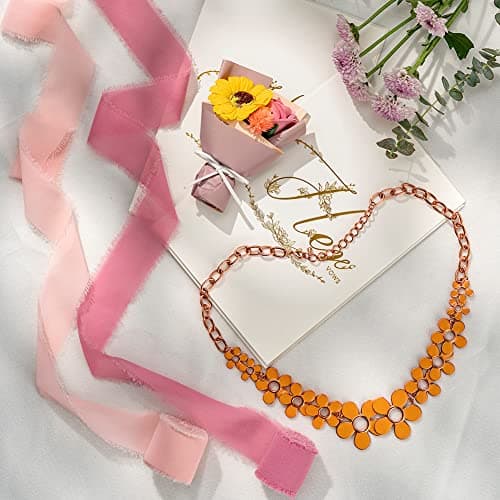 AOKSUNOVA Ruban Cadeau Large pour Mariage en Mousseline de Soie pour bricoler Champagne