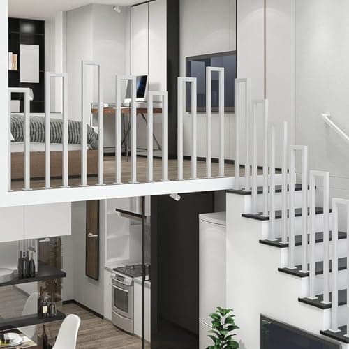Rampe d'escalier intérieure en forme de U, main courante pour escaliers extérieurs, rambarde escalier intérieur, 35 à 110 cm, garde corps escalier en fer forgé (blanc a, 35 cm)