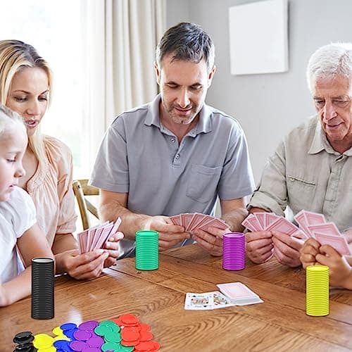 FGen 300PCS 6 Couleurs De Jetons De Poker en Plastique, Mini Poker Chip Console De Jeu, Petit Comptoir d'apprentissage, Bonus De Cartes De Jetons Vierges De Bingo pour Les Enfants 1,18 "(30mm)