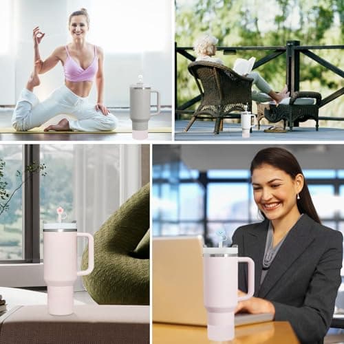 Frundoo Stanley Cup Accessoires Set Comprend 7 Couvercles en Paille en Silicone, 2 Bouchons de Paille, 2 Bouchons Ronds, 1 Couvercle en Silicone pour Tasses Stanley 1,2 l et 850 ml (Tasse Non Incluse)