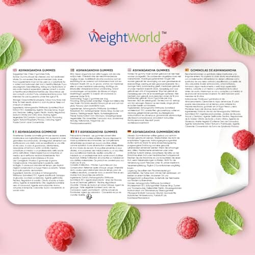 Ashwagandha Gummies 1200mg/Jour - 120 Gummies Vegan Pour 2 Mois - 30:1 Extrait d'Ashwagandha - Ginseng Indien Puissant, Goût Framboise et Sans Gluten - Gommes à Mâcher Withania Somnifera Efficace