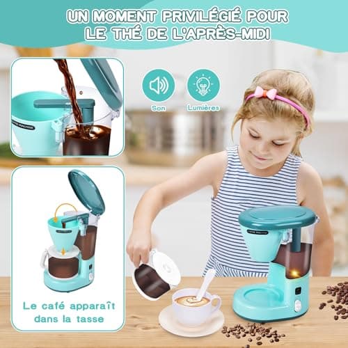 Aragallant Accessoire Cuisine Enfant, Kit Cuisine Enfant avec Machine a Cafe, Mixer, Blender, Mixeur, Grille-Pain et Autres Ustensile Cuisine Jouet, Jeu de Rôle pour Garçons Filles 3 4 5 6 7 8 Ans