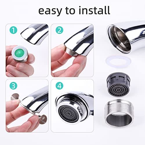 Vinabo 15pcs Mousseur Robinet, Acier Inoxydable Aérateur de robinet M24 avec filtre en ABS, Economiseur d'Eau Embout Brise Jet Robinet Cuisine et Salle de Bain Matériel+15 joints et 1 Clé Argent