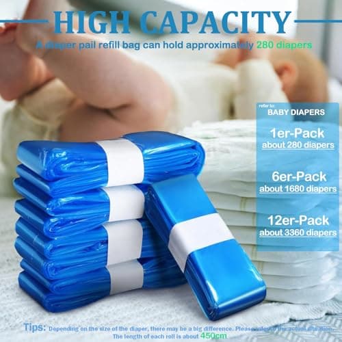 HUPIRCT 12 Pièces Recharge Poubelle a Couche, Il possède une excellente résistance anti-odeur et à la casse et est compatible avec tous types de recharges