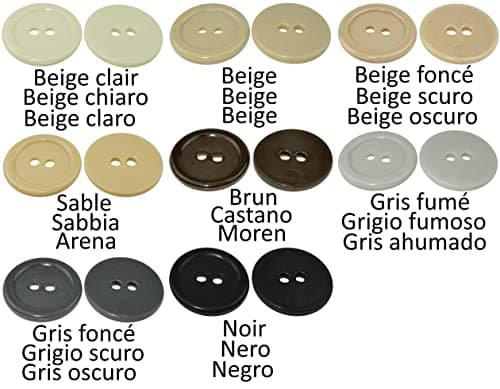AERZETIX - C56430 - Lot de 50 Boutons de couture ronds Ø20x2.2 mm à 2 trous 32L L32 - couleur gris foncé - en plastique - diamètre de l'ouverture 2 mm - mercerie/vêtements/mode