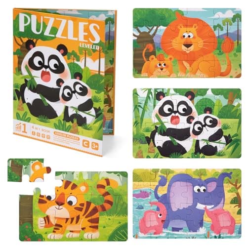 Puzzle en Magnétique pour Enfants, Animal Puzzle Montessori Jouet Livre de Puzzle Assorti en Bois, Jeuets Educatifs Cadeau pour Garçon Fille 3 4 5 Ans (Animaux)