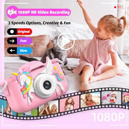Appareil Photo Enfant, masterbee Appareils Photos Numériques Licorne Jouet pour Enfants 3 à 12 Ans, Cadeau Fille de Noël/d'anniversaire, Enregistreur Vidéo HD 1080p, Caméras Jeu Enfant