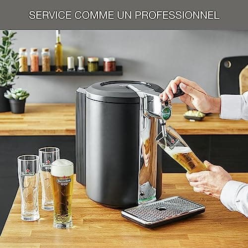 Krups Beertender Machine bière pression, Fûts de 5 L, Marques du groupe Heineken, Témoin lumineux, Température et mousse parfaites, Bière fraîche, Installation facile, Compact noire VB450E10