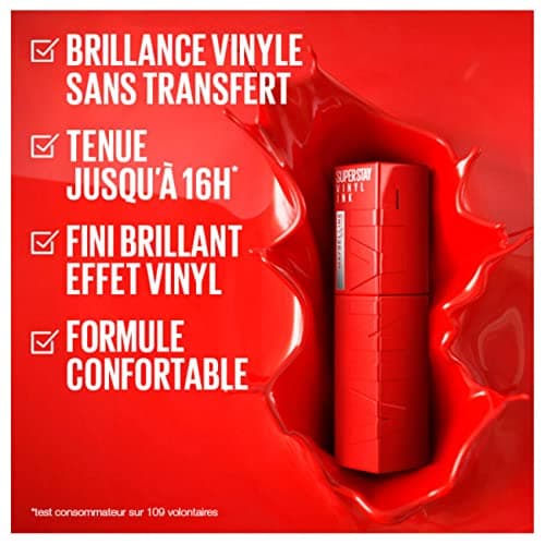 Maybelline New York - Coffret 4 Rouges à Lèvres Liquides - Effet Vinyl Brillant - Longue Tenue - SuperStay Vinyl Ink - Teintes : Red Hot (25), Coy (20), Peachy (15), Wicked (50)