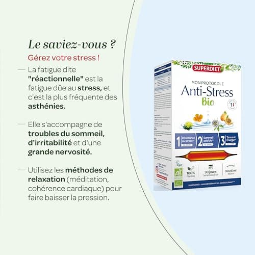 SUPERDIET-PROTOCOLE ANTI-STRESS BIO-3 phases : Résistance au stress, Sommeil paisible, Tonus & Énergie - 30 ampoules de 15 ml