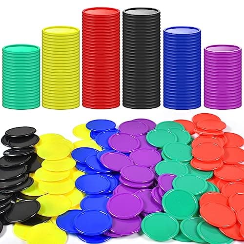 FGen 300PCS 6 Couleurs De Jetons De Poker en Plastique, Mini Poker Chip Console De Jeu, Petit Comptoir d'apprentissage, Bonus De Cartes De Jetons Vierges De Bingo pour Les Enfants 1,18 "(30mm)