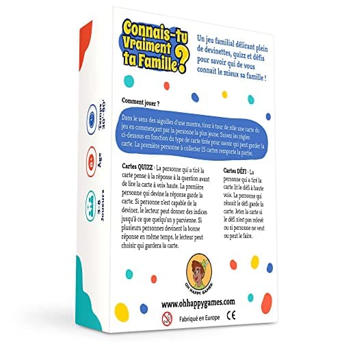 Oh Happy Games - Connais-tu Vraiment ta Famille? Le Jeu Familial délirant Plein de devinettes, quizz et défis pour découvrir Qui connait Le Mieux la Famille!