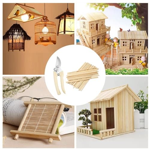 Tiges Bâtonnets en Bois Ronde, Ronde en Hêtre Lisse, Bois Massif Ronde, Bois de Hêtre pour le Bricolage, Bâtonnets Bambou Naturels, Avec Ciseaux D'élagage, 50 Pièces