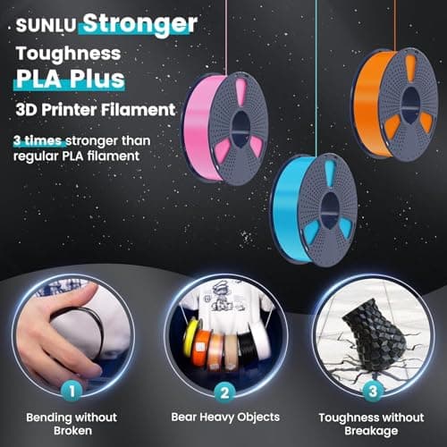 SUNLU Filament PLA+ 1,75 mm, filament PLA Plus pour imprimante 3D, plus résistant, Neatly Wound, 1 kg de filament PLA+ pour impression 3D, précision dimensionnelle +/- 0,02 mm, noir