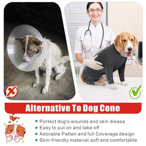 Oslueidy Ensemble de Récupération Post Chirurgicale pour Chien, Combinaison Pyjama pour Chien Corps Entier Grande Taille Moyenne Chien Récupération Ensemble Chirurgical Anti Léchage (Gris Foncé, XL)