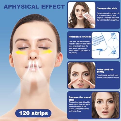LUOJINYI 120 Pieces Nasal Strips, bandelettes nasales, dilatateur nasal, Nose Strips,anti ronflement Nasal Strips, bandelette nasale for Better and Effective Sleep, Helps Reduce Snoring(66 x 19 mm)