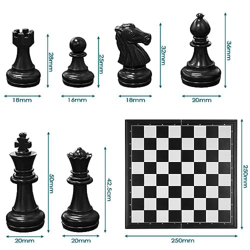 Fousenuk Echiquier Magnetique, Deluxe Pliable Jeux D'Échecs, Portable Chess Board Voyage, Echequier, Pieces Aimanté, Echecier pour Enfants et Adultes (Noir, Blanc) 25 X 25 cm