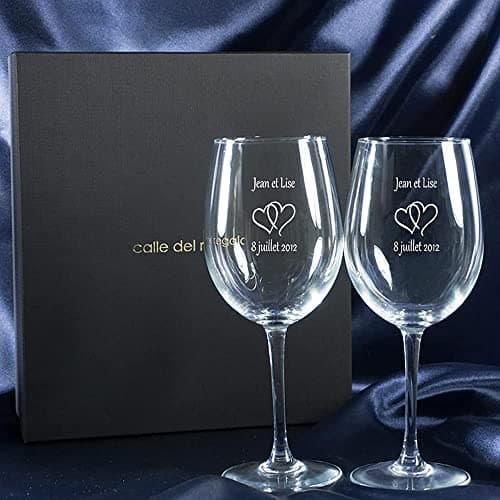 CALLE DEL REGALO Verres de vin gravés avec Les Noms, Dates ou Messages Que Toi Envies et Un Motif au Choix