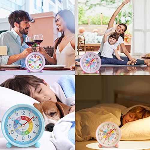 KIPIDA Réveil numérique pour enfant,Sans tic-tac,Réveil éducatif,Horloge pour enfant,Snooze,Réveil analogique,Réveil pour garçon et fille,Cadeau d'anniversaire pour enfants,étudiants,Réveil LED