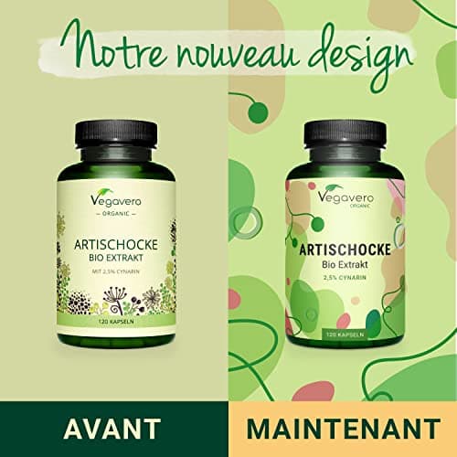 Artichaut BIO | Origine FRANCE | 2000 mg (extrait 20:1) par dose | 2,5% cynarine | Sans Additifs | Dépuratif Foie + Digestion | Testé en Laboratoire | 120 gélules | Artichoke Extract | Vegavero®