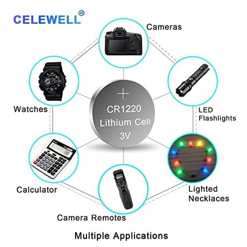 【5-Année Warranty】 CELEWELL CR1220 3V Pile CR 1220 Batterie 5 Pack