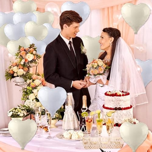 Ballon Coeur Blanc, Cœur Ballon Anniversaire Ballon Blanc 10 Pièces 18 Inch Ballons de Fleuret Baudruche En Forme de Coeur Pour la Decoration Anniversaire Mariage Se réunir Mariage D'anniversaire Fête