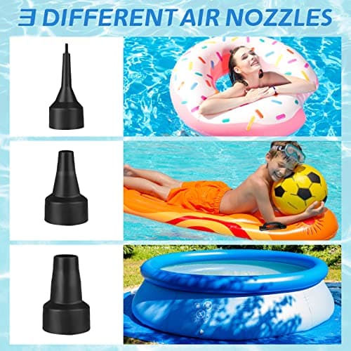 Pompe à Air Électrique Gonfleur Dégonfleur, Gonfleur 240V/130W,avec 3 Buses Pompe à Pagaies Haute Puissance pour Matelas Pneumatique, Matelas Gonflables, Pataugeoire,Anneau de Natation