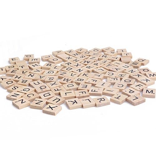 KlsyChry 100 pcs Bois Lettres Noir en Bois Lettre Jigsaw Puzzle Alphabets A à Z Tuiles pour Décoration DIY en Bois Pièces De Jeu Amis Famille Jouer Artisanat