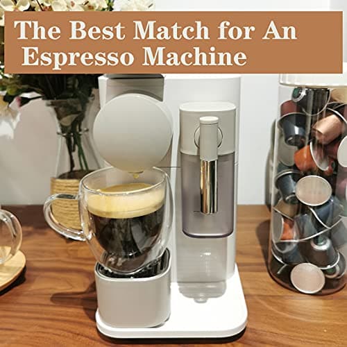 Lot de 4 Tasses à café en verre à double paroi avec manches, tasses isothermes légères, résistant à la chaleur pour cappuccino, latte, thé, (4 pièces, 350 ml)