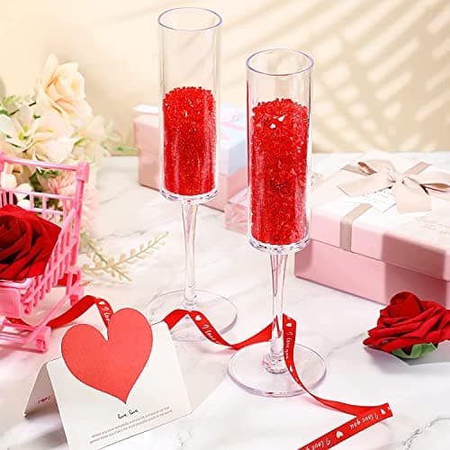 DINGFENG 4000 Pcs de Cristal Rouge, Faux Diamant, Pierre Fantaisie, Décoration de Table, Diamant Acrylique, Cristal de Gemme Dispersée 3 mm 6 mm 10 mm Remplissage de Vase Mariage Fête D'anniversaire