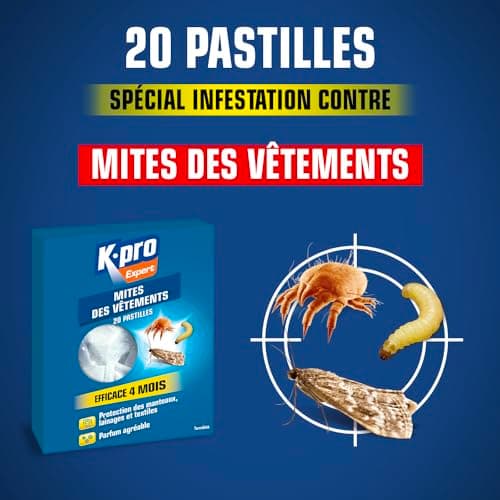 KAPO Pastilles Anti-Mites - Efficace 4 Mois - Protection des Manteaux, Lainages et Textiles - Parfum Agréable - Protègent Efficacement - Sachet Individuel, Voir Photo