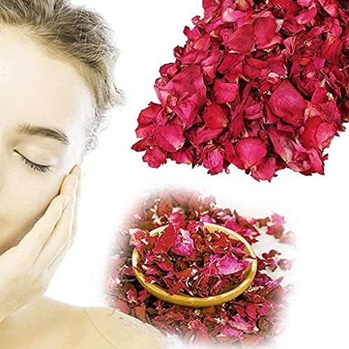 Reccisokz 100g-Pétales de rose séchées naturelles véritables fleurs rouges séchées pour le bain des pieds, le bain, le spa, le mariage, les confettis pour la maison, les loisirs créatifs