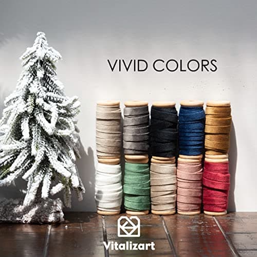 Vitalizart Ruban Velours Vert Poussière 0,95 cm x 4,57 m x 3 Rouleaux, Bobine en Bois, Ruban en Tissu pour la Décoration de Couronnes de Noël, l'Artisanat, les Ornements, l'Emballage de Cadeaux