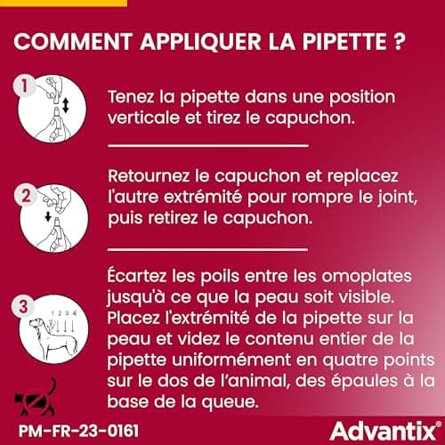 Advantix Chien Moyen entre 10 et 25 kg – Pipettes pour chien contre 6 parasites – Traitement et protection pour votre chien pendant 4 semaines – 6 x 2,5 ml