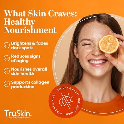 TruSkin Vitamin C Serum - Sérum anti-âge pour le visage à la vitamine C avec acide hyaluronique, vitamine E, aloès - Sérum éclaircissant pour les taches brunes, les ridules et les rides, 1 Fl Oz