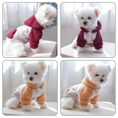 Galatée Manteau d'hiver pour Petit Chien pour Chiot, Vêtements Mignons pour Animaux De Compagnie, Manteau Chaud d'hiver, Veste Chaude pour Chiot pour l'hiver Froid, Sweat-Shirts à Capuche(S, Marron)