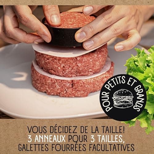 Moule Steak Haché | 4 Formats de Steaks | Presse Steak Haché | Presse Hamburger | Burger Press | Presse Burger | 100 pc Séparateur