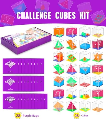 Gontence 28 Cubes Casse Tete Enfant avec 28 Pochettes Surprise - Jeux de Patience pour Enfants | Cadeau Anniversaire Enfant | Jeux Anniversaire | Cadeau de Noël |Jouet Pinata | Activités Scolaires