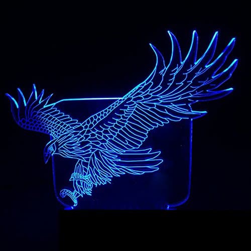 YTDZLTD 3D Aigle Nuit Lampe 16 Couleurs Changeantes Puissance USB Télécommande Contact Switch Lampe Décorative Illusion Optique LED Lampe de Table Anniversaire Noël Cadeau Enfants Jouets