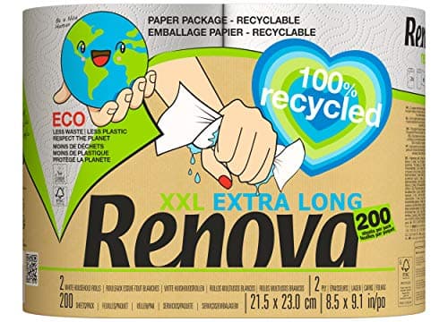 Renova Essuie-tout Recyclé|2 rouleaux XXL = 5 rouleaux standard| Écologique| 2 plis
