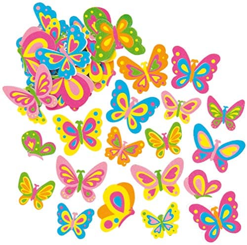 Baker Ross Lot de 102 Autocollants Papillons en Mousse- Idéal pour Les activités Scrapbooking