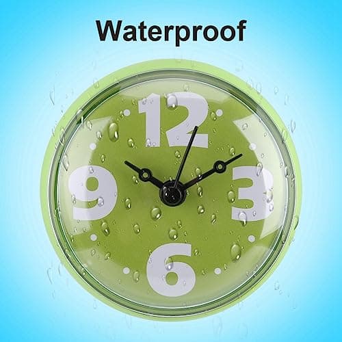 Jeanoko Horloge de Salle de Bain Ventouse Horloge Murale étanche Bain Douche Horloge Horloge Murale pour Fenêtre Miroir (Vert)
